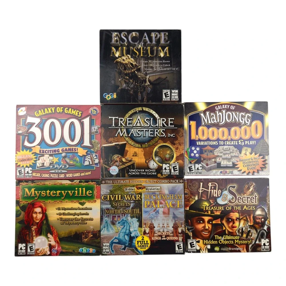 Nostalgic 2000s PC Game Lot (7) Hidden Object Mystery & Puzzle Y2K Big Box